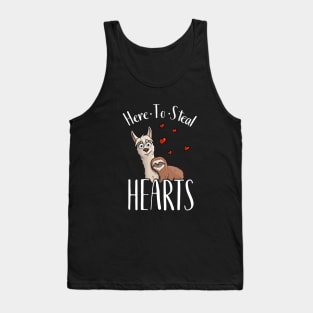 Valentine Sloth Riding Llama Here To Steal Hearts Tank Top